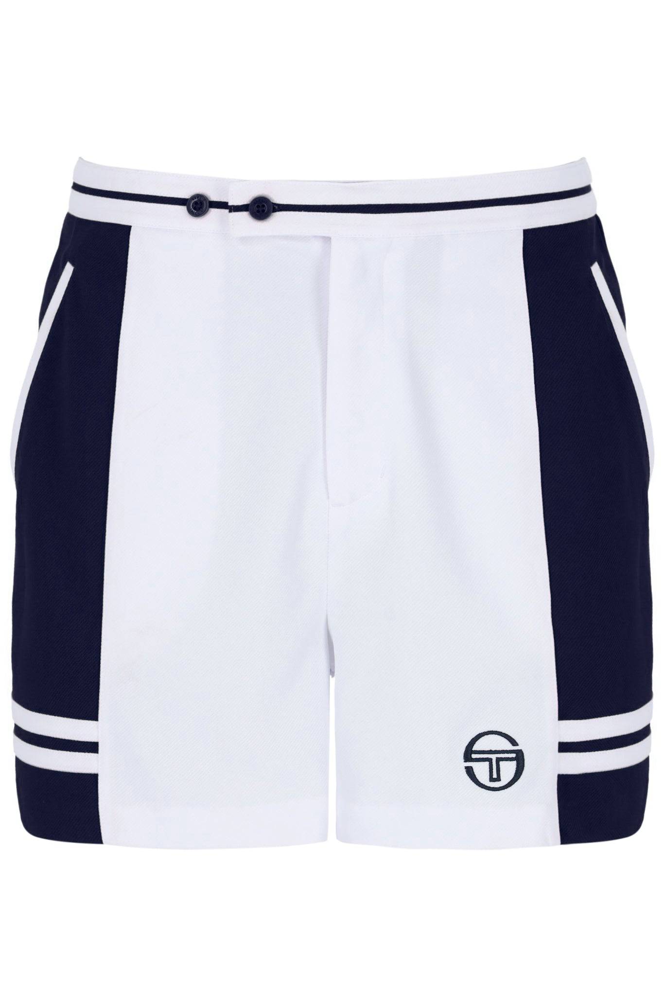 Sergio Tacchini Supermac Jogger Sweat Short In White/Maritime Blue - RD1 Clothing