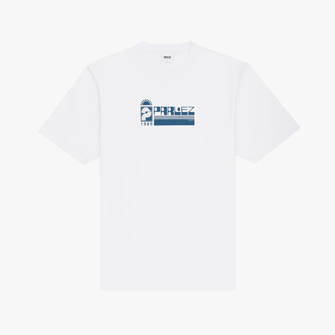 White Parlez Syra T-Shirt featuring a classic fit and minimal design, shown on a plain background.