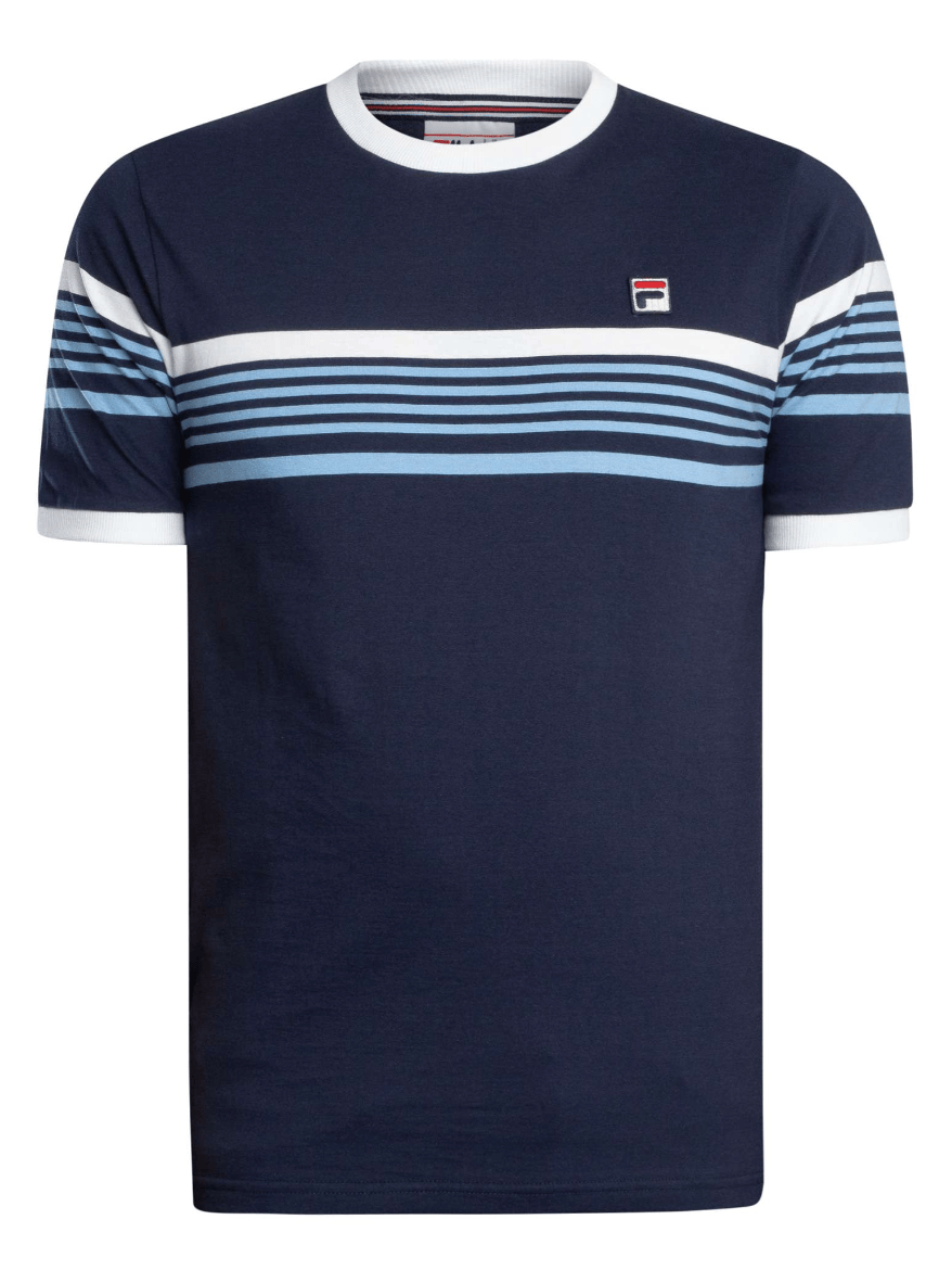 Fila James Yarn Dye Stripe T-Shirt Navy/White/Vista Blue - RD1 Clothing