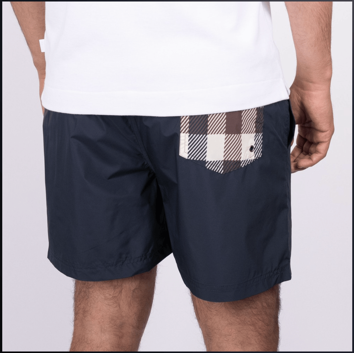 Aquascutum Club Check Pocket Swim Shorts Navy - RD1 Clothing