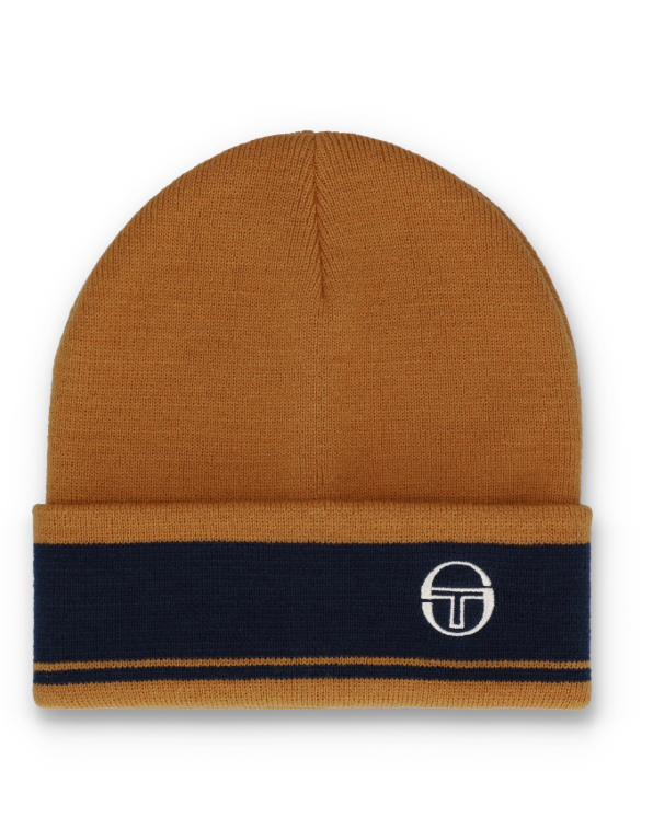 Sergio Tacchini Sellarz Jacquard Striped Turn Up Beanie Pumpkin Spice