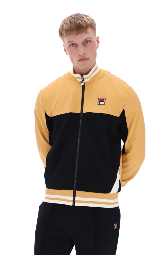 Fila Vintage Tiebreaker Funnel Neck Track Jacket Oak Buff/Black/Gardenia - RD1 Clothing