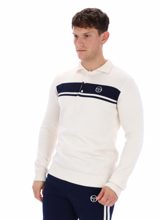 Sergio Tacchini Damarindo LS Knitted Polo Shirt Gardenia/Navy - RD1 Clothing