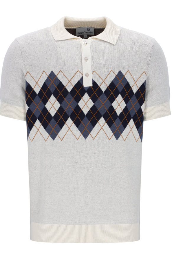 Sergio Tacchini Carezza Argyle Polo Shirt Gardenia