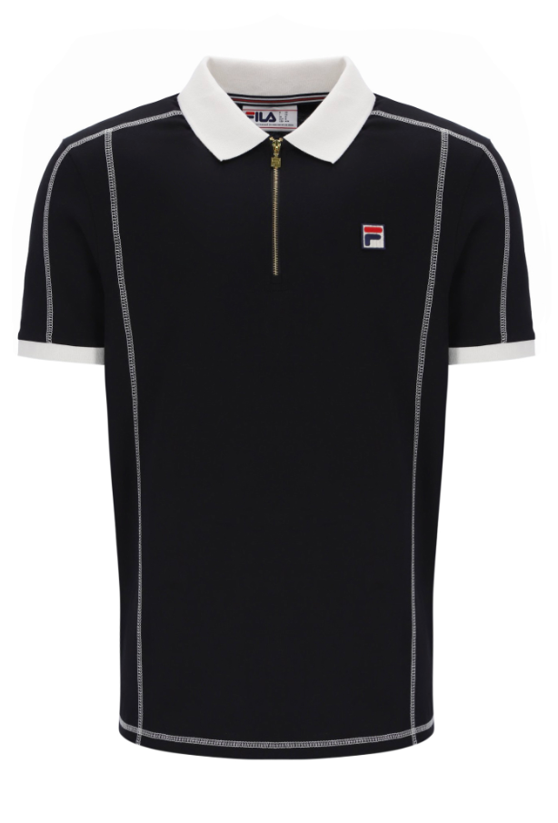 Fila Leo Flat Lock Detail Polo Black/Gardenia