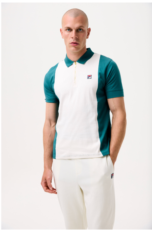 Fila Vintage Pierro Cut and Sew Zip Polo Mediterranea/Gardenia