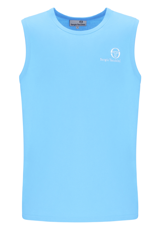 Sergio Tacchini Sawyer vest in Baltic Sea color, featuring a lightweight, sleeveless design with the brand logo on the front.