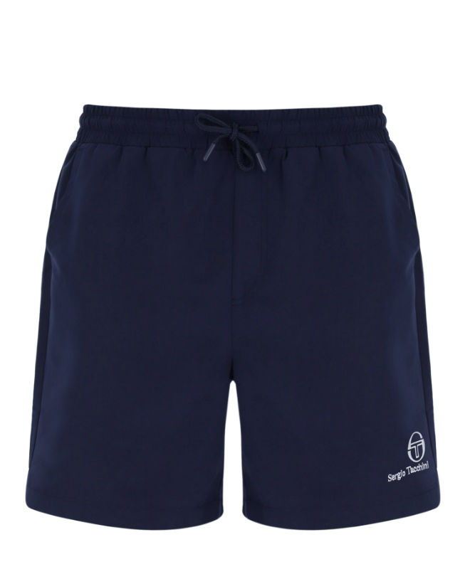 Sergio Tacchini Cordosa swim shorts in maritime blue with adjustable drawstring and side pockets, designed for beach or pool wear.