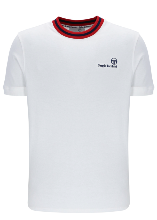 Sergio Tacchini Rainer FC T-Shirt White/Navy/Adrenaline Rush