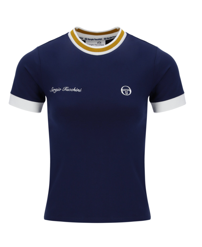 Sergio Tacchini Adella Ringer T-Shirt Navy/Gardenia