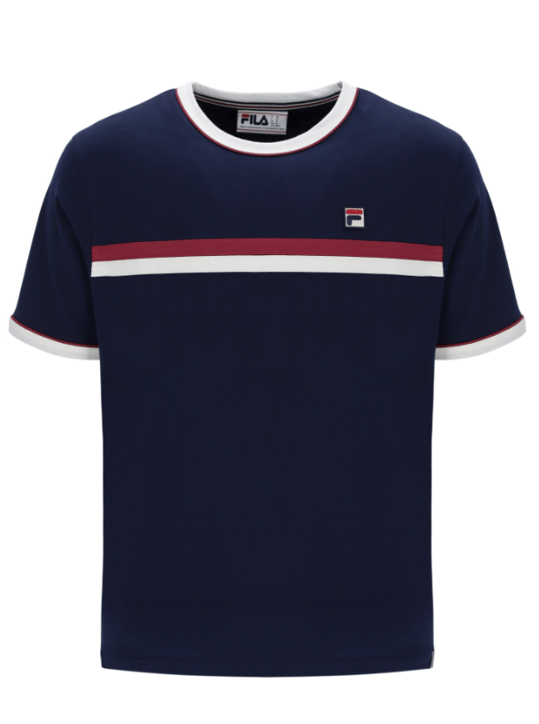 Fila Vintage Rosario T-Shirt With Terry Stripes Navy/Gardenia/Garnet
