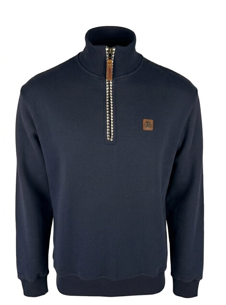 Trojan Quarter Zip Trim Sweat Navy