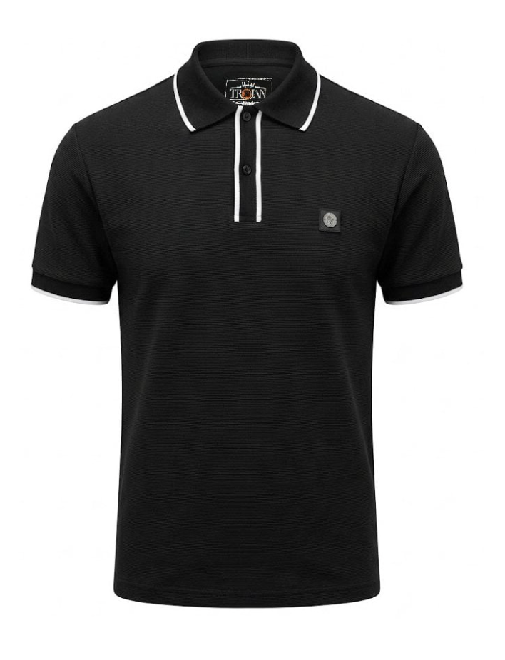Trojan Mono Ottoman Rib Polo Black