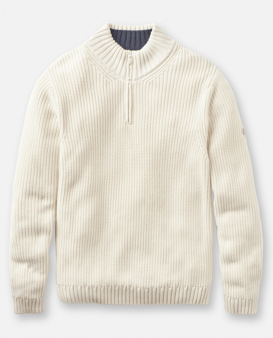 Henri Lloyd Golant Qtr Zip Ribbed Knit In Ecru - RD1 Clothing