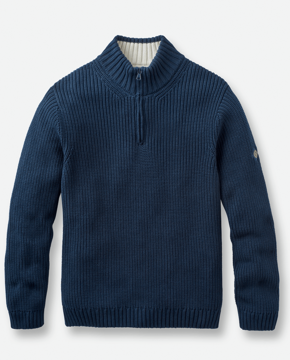 Henri Lloyd Golant Qtr Zip Ribbed Knit In Navy Blue - RD1 Clothing