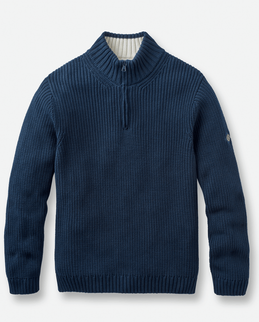 Henri Lloyd Golant Qtr Zip Ribbed Knit In Navy Blue - RD1 Clothing