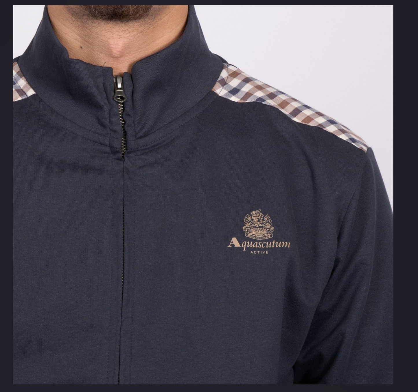 Aquascutum Full Zip Mockneck Club Check