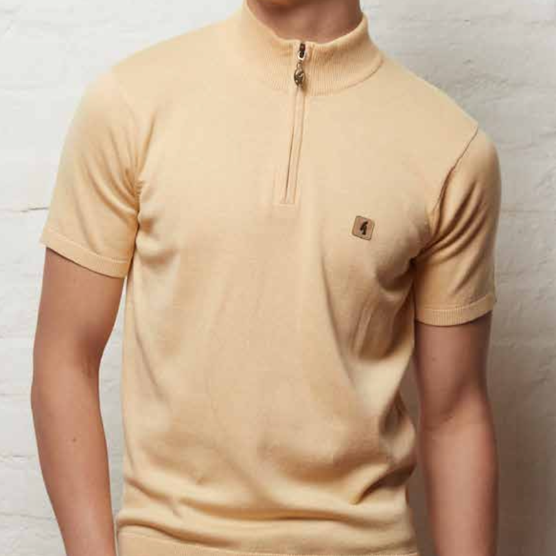 Gabicci Vintage Lasso Knitted Quarter Zip Lemon - RD1 Clothing