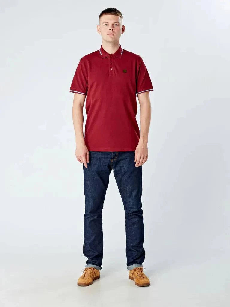 Terrace Cult Premium Pique Polo In Burgundy/Sky Blue - RD1 Clothing