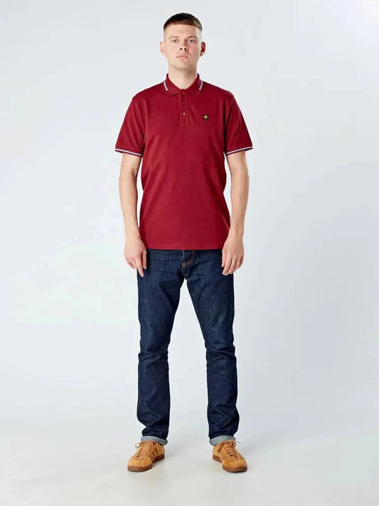 Terrace Cult Premium Pique Polo In Burgundy/Sky Blue - RD1 Clothing