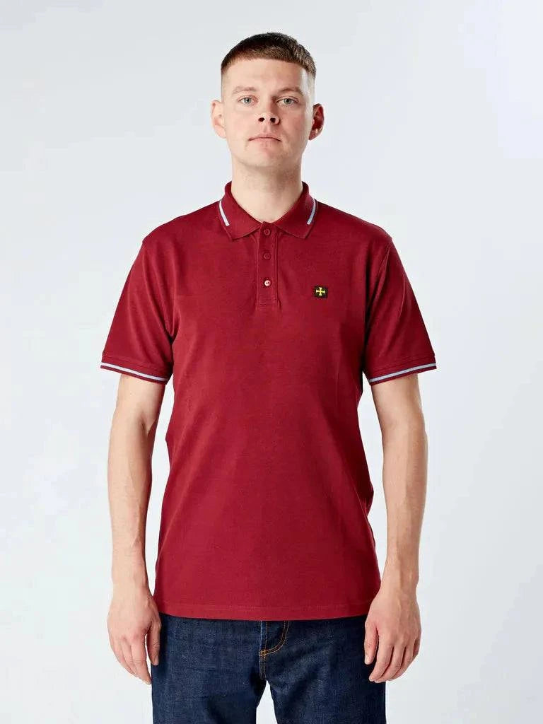 Terrace Cult Premium Pique Polo In Burgundy/Sky Blue - RD1 Clothing