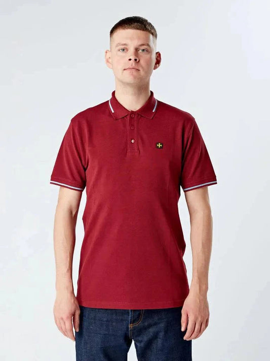 Terrace Cult Premium Pique Polo In Burgundy/Sky Blue - RD1 Clothing