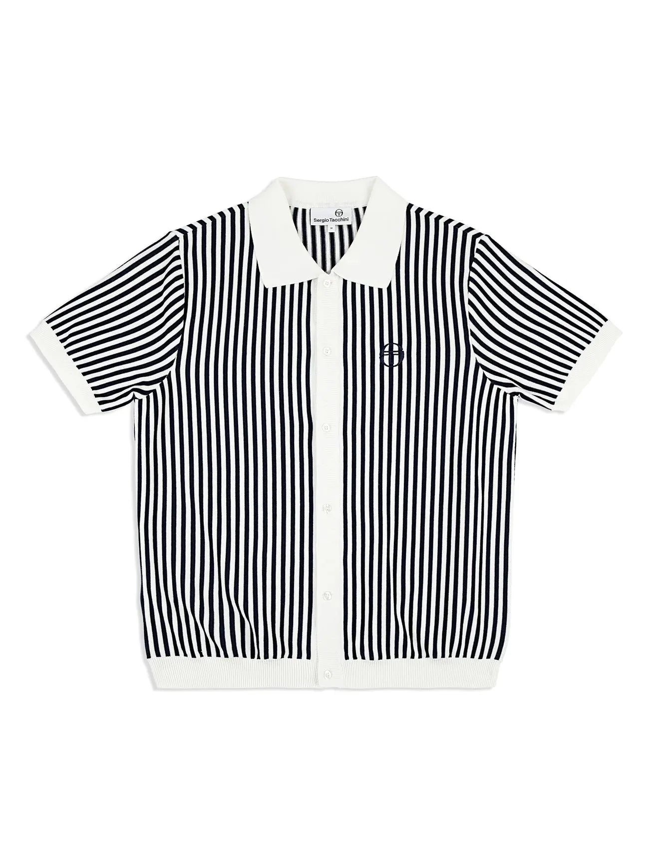 Sergio Tacchini Abramo Knit Polo Shirt In Pearled Ivory/ Maritime Blue