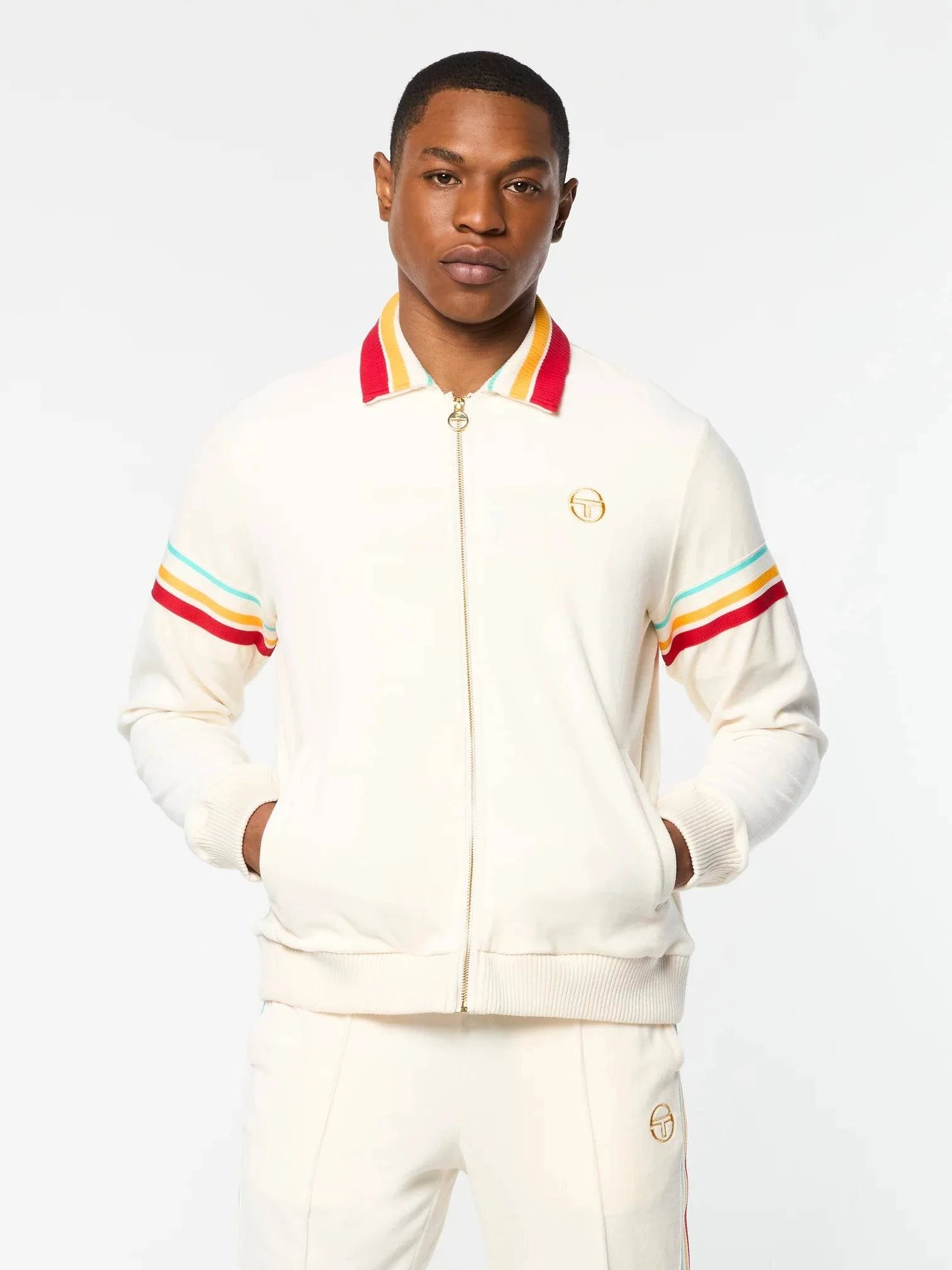Sergio Tacchini Slice Velour Track Top Gardenia/Gold - RD1 Clothing