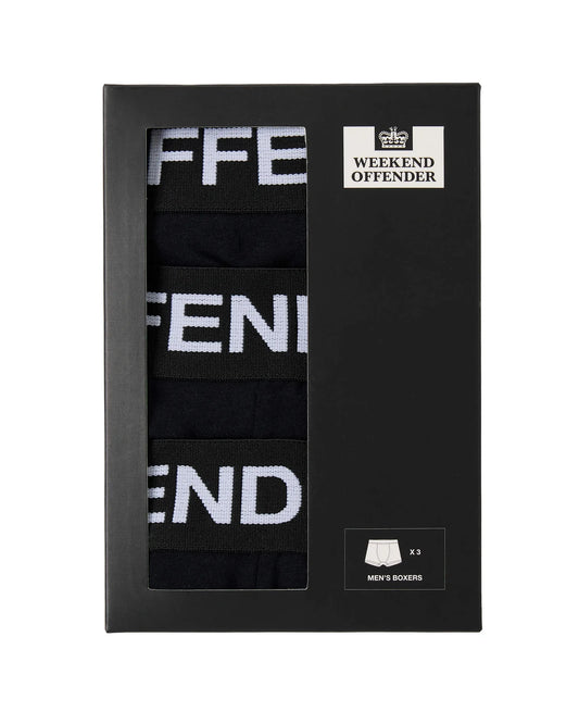 Weekend Offender Boxer Shorts Pack Of 3 Black - RD1 Clothing