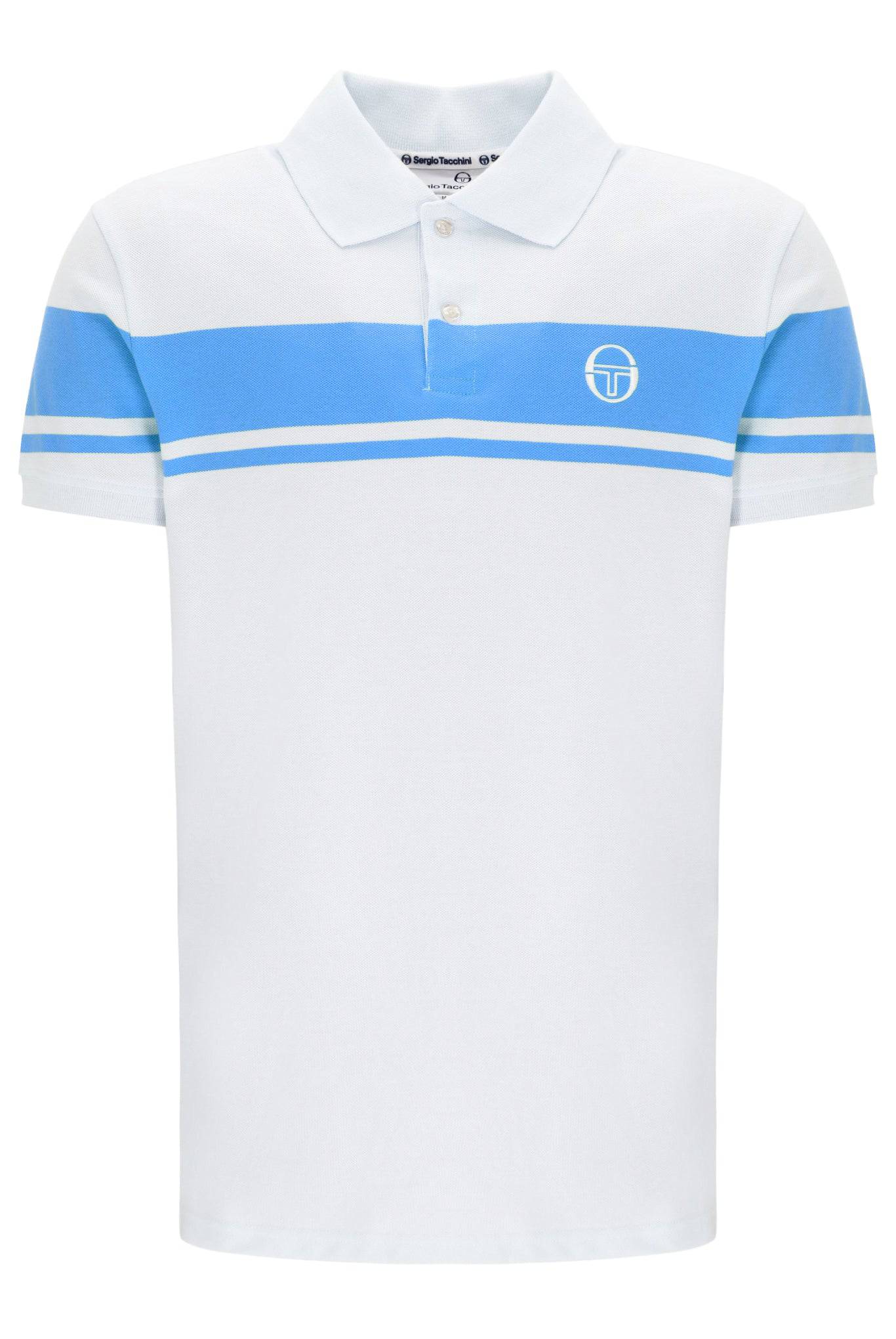 Sergio Tacchini Young Line Polo Shirt White/Azure Blue - RD1 Clothing