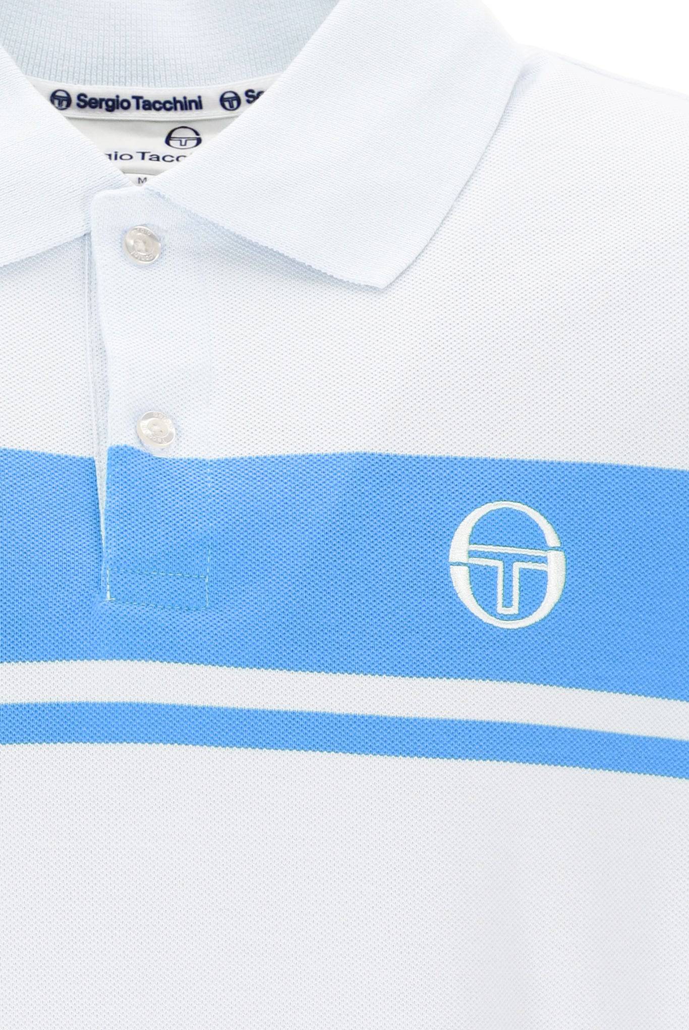 Sergio Tacchini Young Line Polo Shirt White/Azure Blue - RD1 Clothing