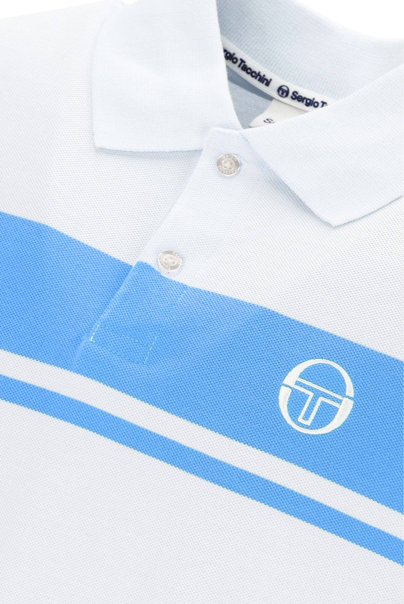 Sergio Tacchini Young Line Polo Shirt White/Azure Blue - RD1 Clothing