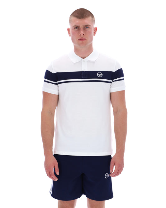 Sergio Tacchini Young Line Polo Shirt White/Navy - RD1 Clothing