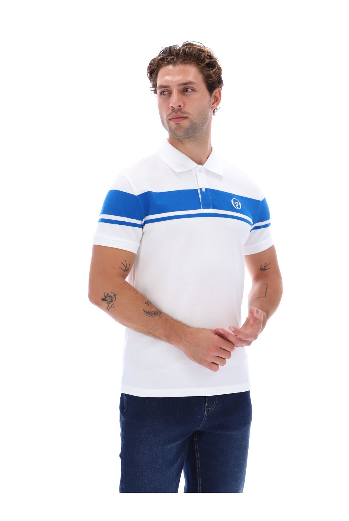 Sergio Tacchini Young Line Polo Shirt White/Princess Blue