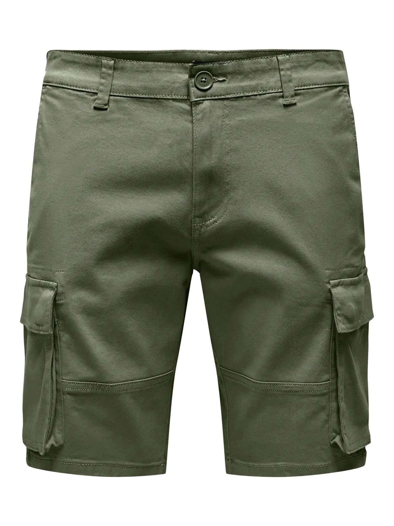 Only & Sons Cargo Shorts in Green - RD1 Clothing