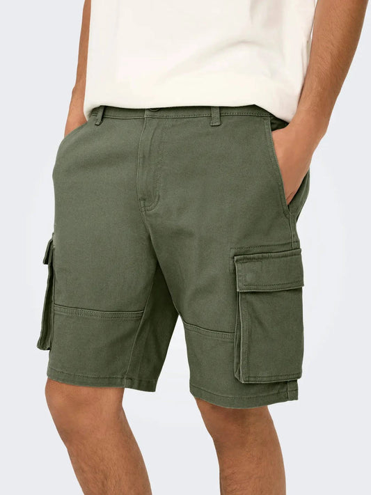 Only & Sons Cargo Shorts in Green - RD1 Clothing