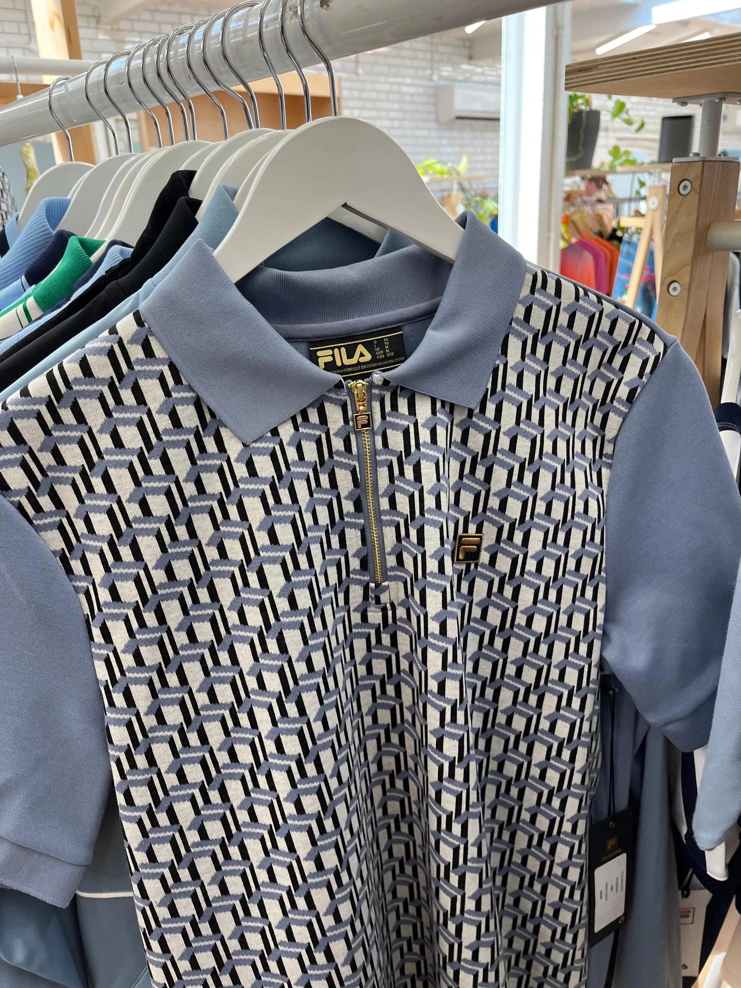 Fila Axel Geo Jacquard Polo Sky