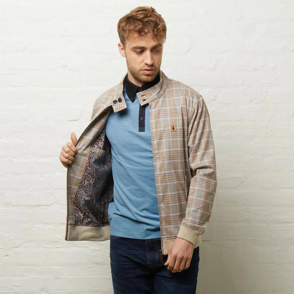 Gabicci Hadrian Paisley Lined Check Jacket Latte - RD1 Clothing