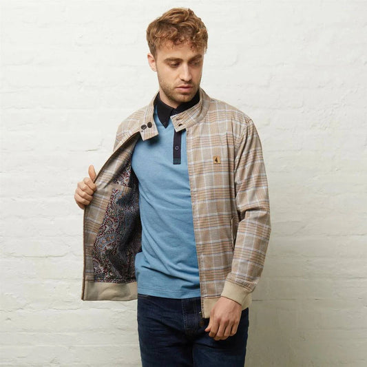 Gabicci Hadrian Paisley Lined Check Jacket Latte - RD1 Clothing