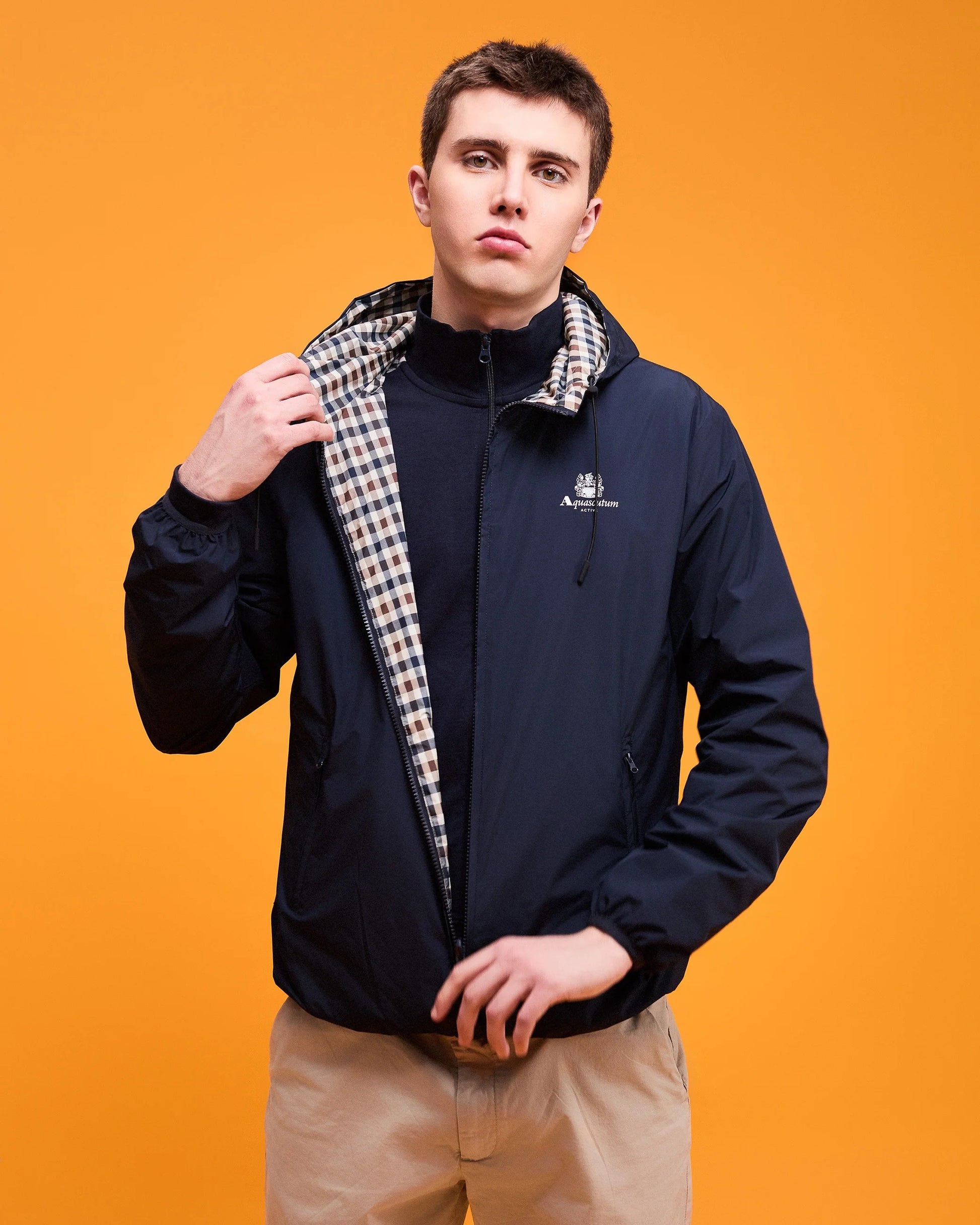 Aquascutum Active Hooded Sailor Reversible Jacket Navy - RD1 Clothing