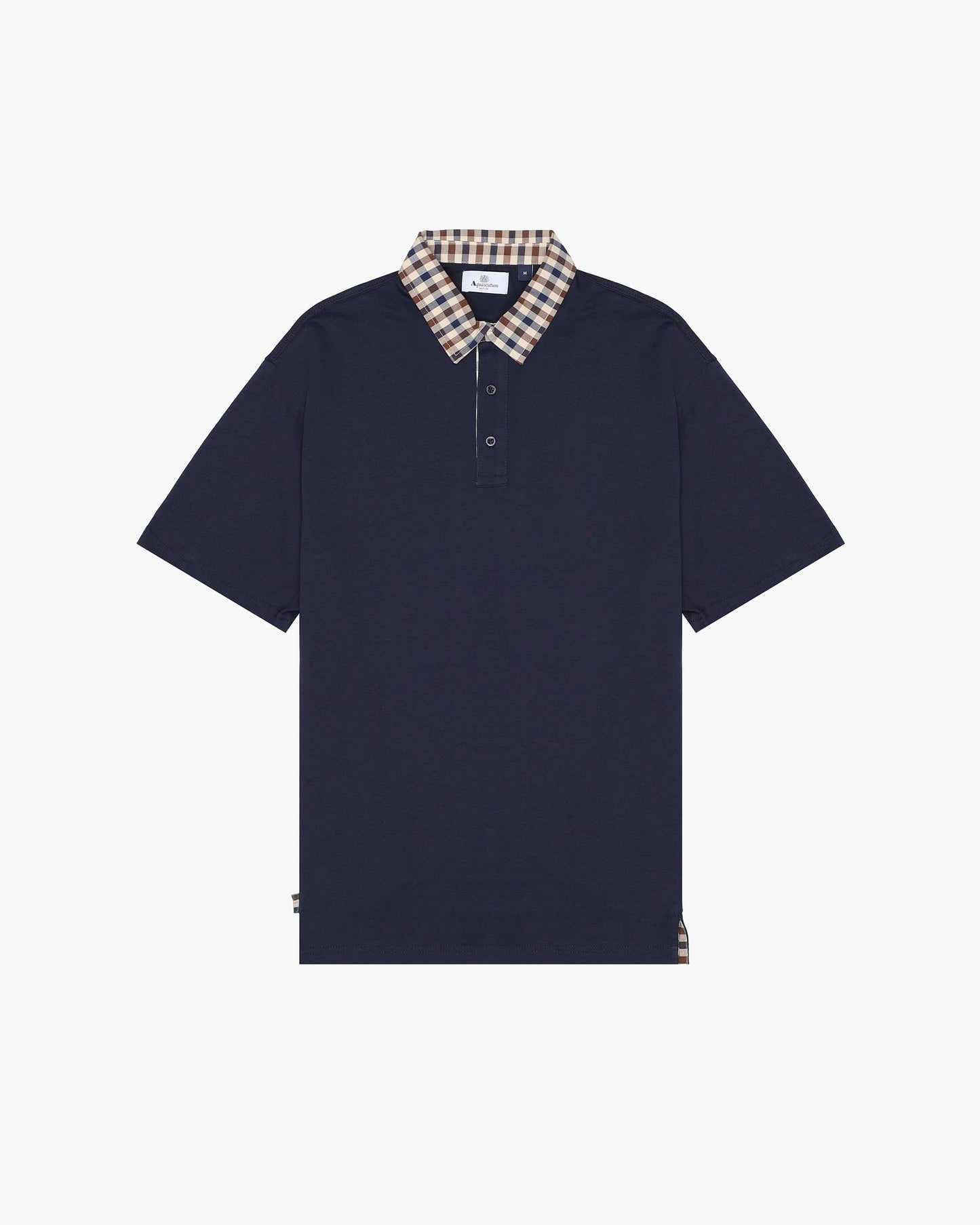 Aquascutum Club Check Collar Polo Navy