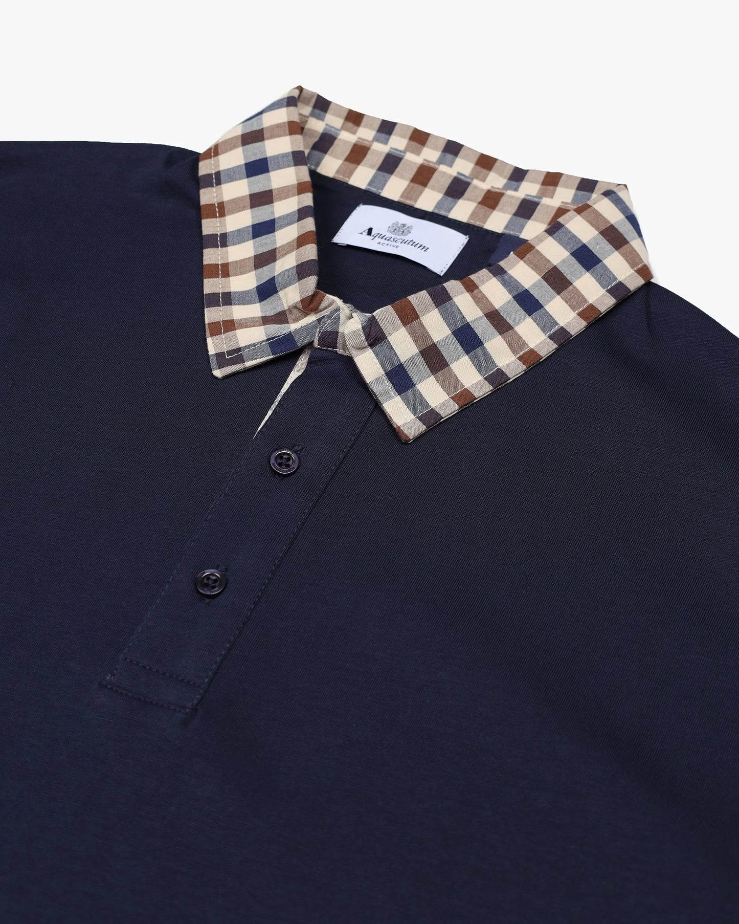 Aquascutum Club Check Collar Polo Navy