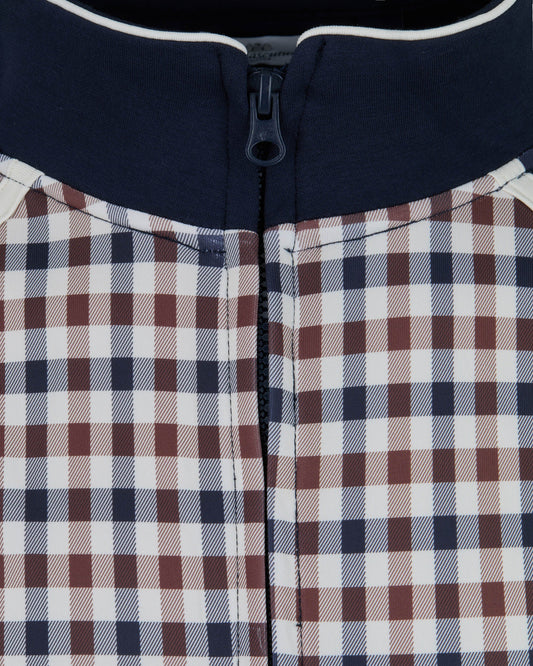 Aquascutum Club Check Scuba Stripes Track Top Navy - RD1 Clothing