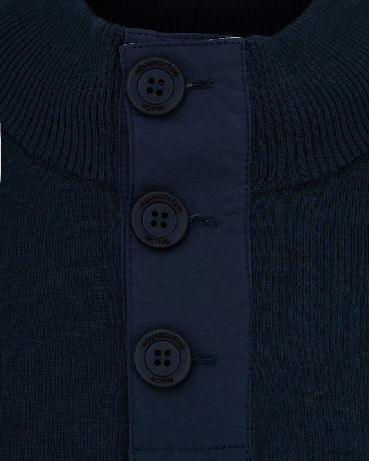 Aquascutum Cotton Lamina Mock Neck Navy - RD1 Clothing