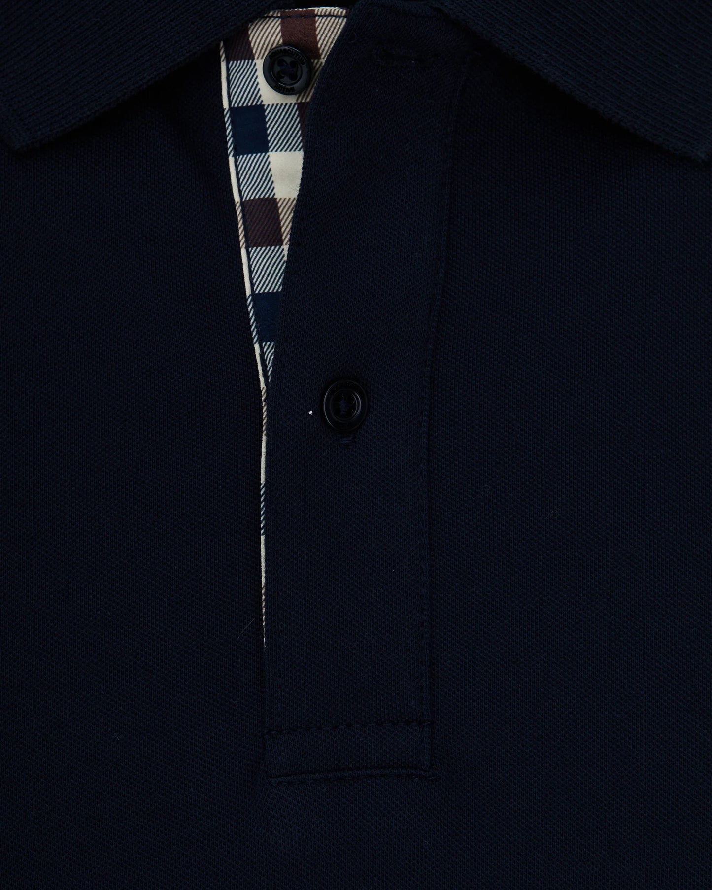 Aquascutum Club Check Stretch Piquet Sleeves Polo Navy - RD1 Clothing