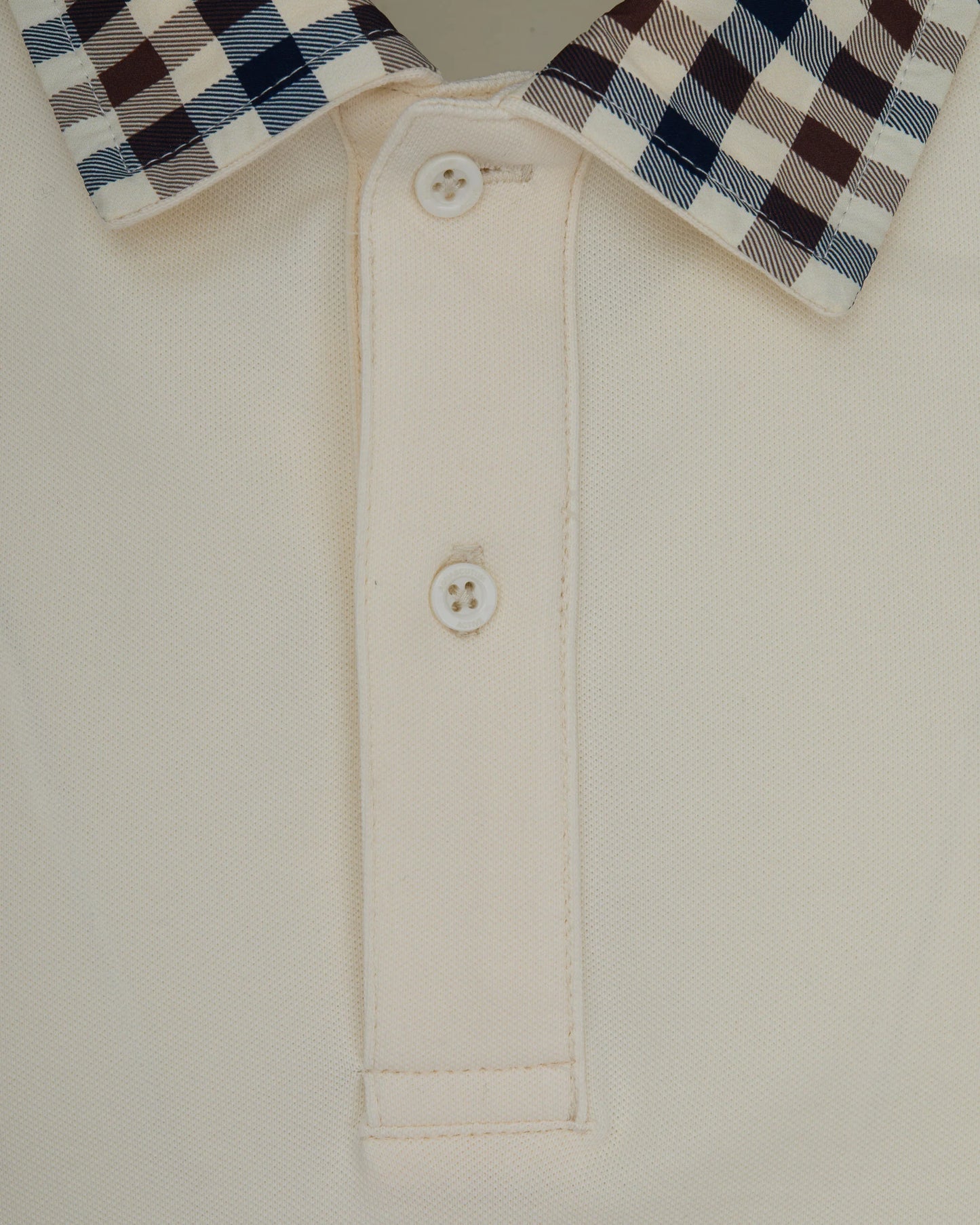 Aquascutum Club Check Collar Polo Old White - RD1 Clothing