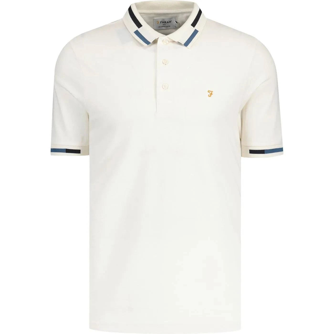 Farah Maxwell Tipping SS Polo In Ecru