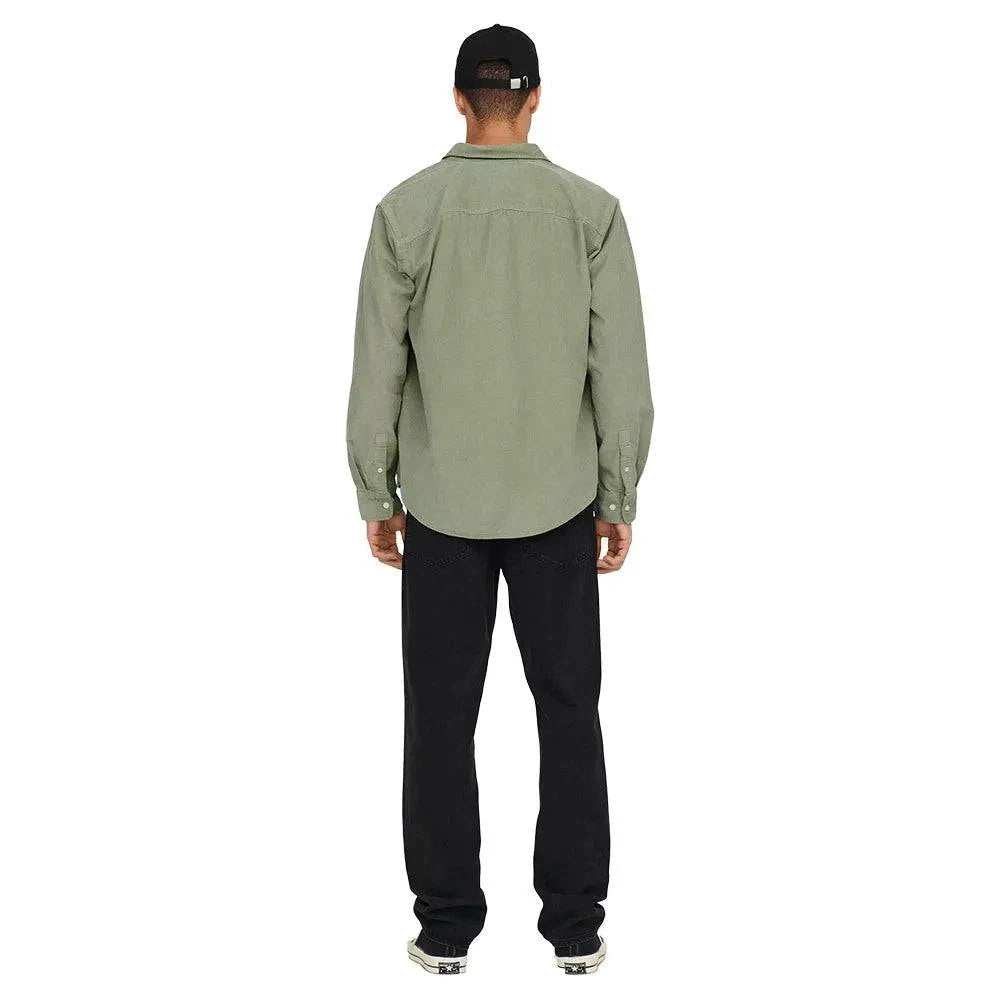 Only & Sons Cord Over Shirt In Green - RD1 Clothing