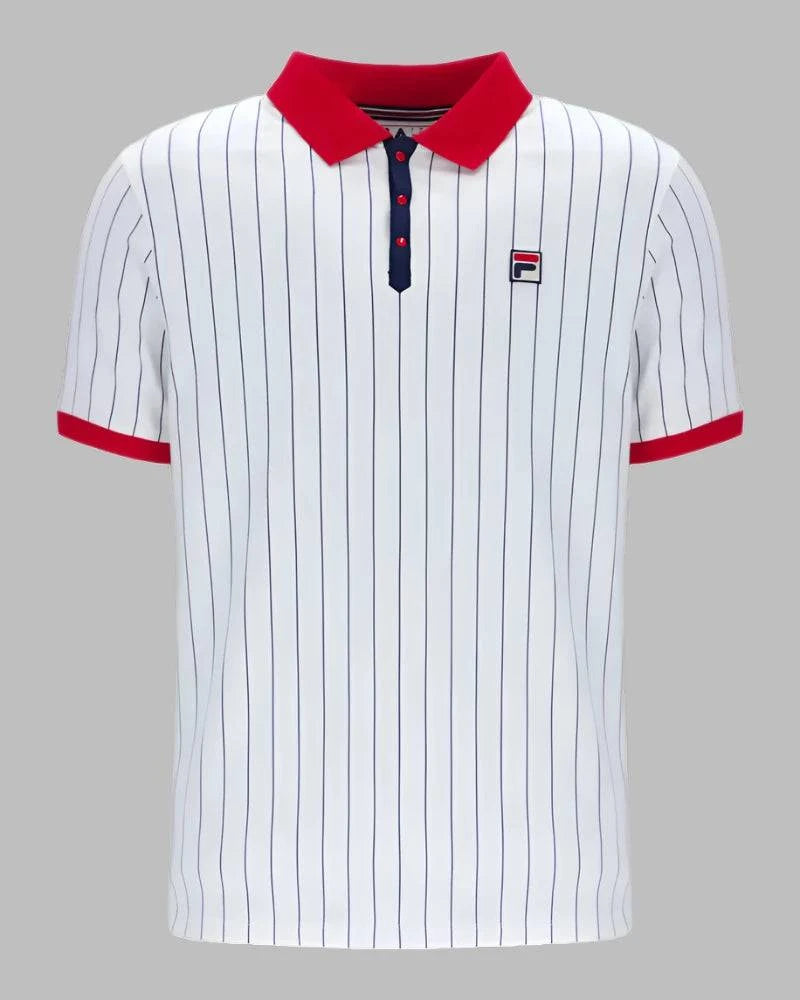 Fila BB1 Striped Polo In White/Fila Red/Navy - RD1 Clothing