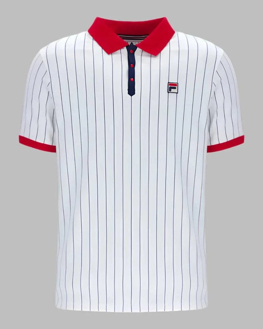 Fila BB1 Striped Polo In White/Fila Red/Navy - RD1 Clothing